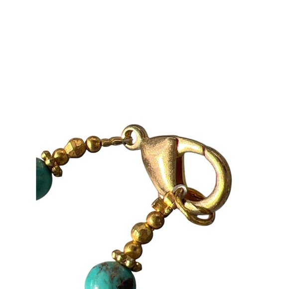Vintage Gold Tone Turquoise Bead Necklace Art Deco Lobster Clasp 31" - Picture 4 of 4